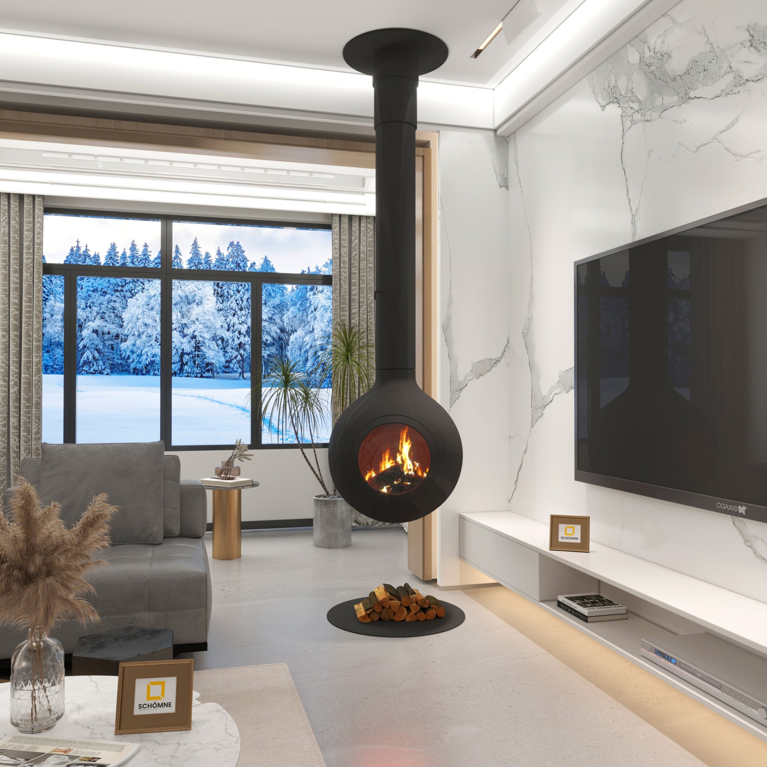 Küre Model Orta Şömine 60X60 - Görsel 3
